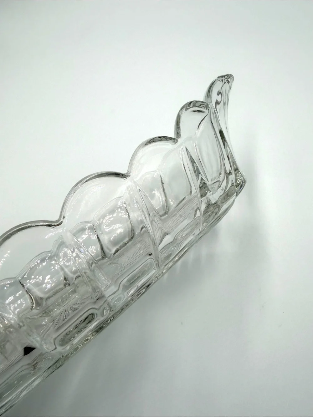Vintage Clear Pressed Glass Relish Dish 12” Scalloped Serving Bowl